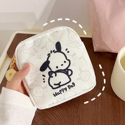 Sanrio Pochacco Anime Figuurtjes Kawaii Meisjes Menstruatieproducten Opbergtas Cartoon Patroon Mini Portemonnee Draagbare Make-uptas