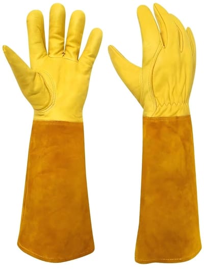 Een paar snoeihandschoenen met lange mouwen - bestand tegen prikken en krassen - ademend, zacht en flexibel - cadeau voor tuinier en tuinman - maat M
