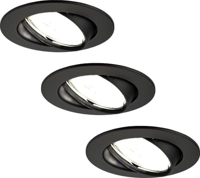 Ledvion - 3X LED Inbouwspot Amsterdam - Zwart - Dimbaar - 3W - 6500K - Ø82 mm