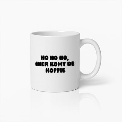 Feestelijke Koffiemok "Ho Ho Ho, Hier Komt de Koffie" – Leuk Cadeau voor de Feestdagen
