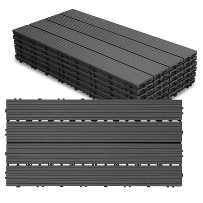 WPC Terrastegels - Tuintegels Kliksysteem - Buitenruimte Verfraaien - Praktisch Afwateringssysteem - 30 x 60 cm - Antraciet