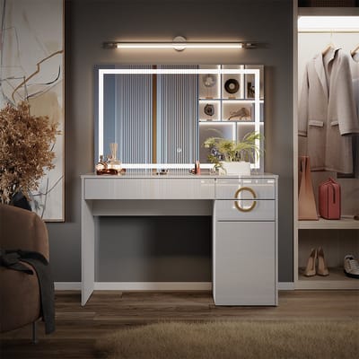 Vicco Adela Kaptafel met licht – 115 cm met LED-spiegel Wit