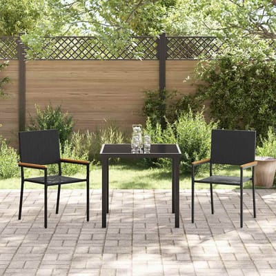 vidaXL Tuin stapelstoelen 2 pcs Zwart en Bruin 54 x 56 x 90 cm