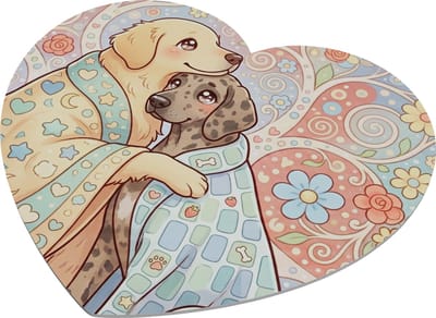 Kawaii Muismat Hartvormig Honden Vriendjes - Schattige Golden Retriever en Dalmatiër Illustratie - Pastel Kleuren Bureau Accessoire - Decoratie Werkplek - Valentijn Cadeau Tip - Voor haar: Vriendin & Collega - Liefdevol Dieren Ontwerp