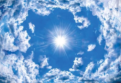 Fotobehang Sky Clouds Sun Nature | XL - 208cm x 146cm | 130g/m2 Vlies