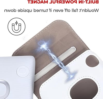 Printer beschermhoes voor Fujifilm Square Link, PU lederen tas met verstelbare schouderriem, compacte en stijlvolle printer protector sleeve, wit, 4×3×2 inch, ideaal voor onderweg