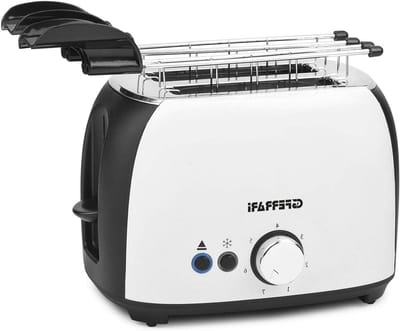 Broodrooster Grantoast - Tosti Apparaat - Ontbijt Bereiden - Grote Sleuven - 800 Watt - Wit/Zwart