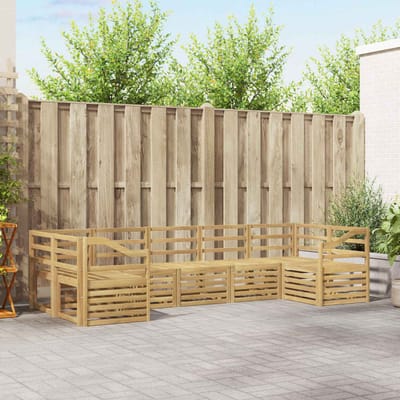 vidaXL - Buiten - bank - set - 7 - st - Wit - Massief - Acacia - Hout