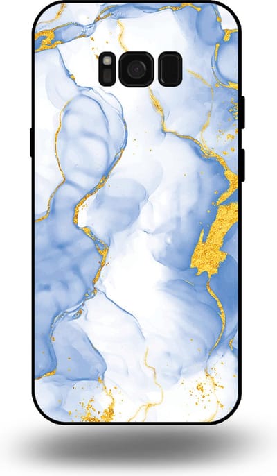 Smartphonica Telefoonhoesje Geschikt voor Samsung Galaxy S8 met Lichtblauw Goud Marmer Opdruk - TPU Backcover Case Lightblue Gold Marble Design geschikt voor Samsung Galaxy S8