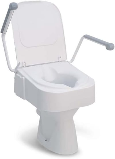 Toilet Verhoger - Douche Stoel - Onafhankelijk Leven - Met Armsteunen - 41 cm Hoog - Wit