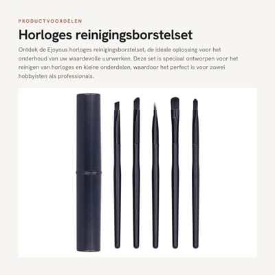 Dailygoods- Reinigingsborstelset voor Uurwerken - Horloge-Reinigingsgereedschap - Zachte Borstels - Opbergdoos - Ideaal voor Horlogemakers - Klein en Praktisch - Horloge Onderhoudsset