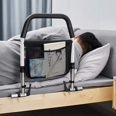 Bedhek - Bedbeugel Valbeveiliging - Veilig Opstaan - Inclusief Opbergvak - 1.5 kg - Wit