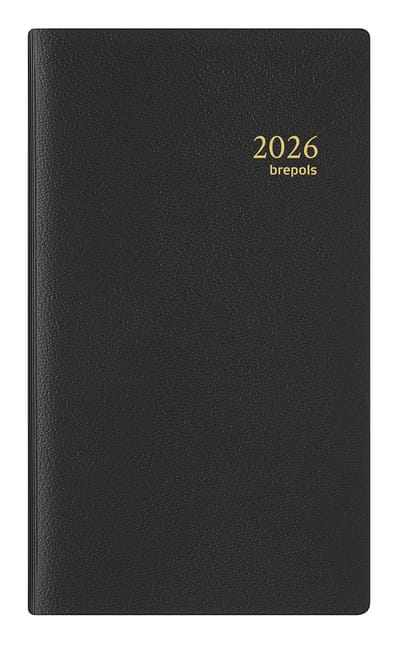 Brepols agenda 2026 - INTERPLAN [0.736] - GENOVA + ABC - Agenda - 1 week op 2 pagina's - Weekoverzicht - Zwart - 9 x 16 cm