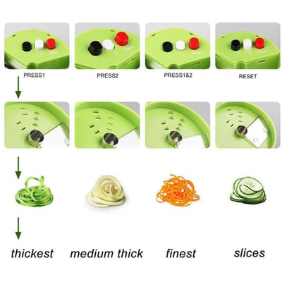 1 pièce mandoline à spirale manuelle, râpe réglable 5 en 1, trancheuse avec récipient de stockage alimentaire 4 en 1, vert L