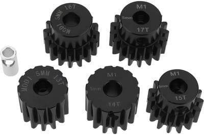 Dailygoods- Tandwielversnellingsbak 5 x Mod 1 - 13T/14T/15T/16T/17T - 5 mm Boring - Gehard Staal - Hoog Koppel - Geschikt voor RC-auto's - Tandwielen
