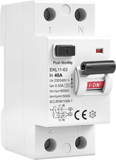 Type A aardlekschakelaar 2P 40A 230V 30mA - Reststroomonderbreker (RCCB) - Lekstroombeveiliging - EKL11-63 - stroomschakelaar type A lekbeveiligingsschakelaar - Circuit Breaker