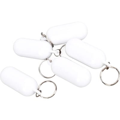 5 stuks Plastic Drijvende Sleutelhanger Pilvorm Drijvende Sleutelhanger voor Varen Vissen Kajakken Surfen Zeilen wit