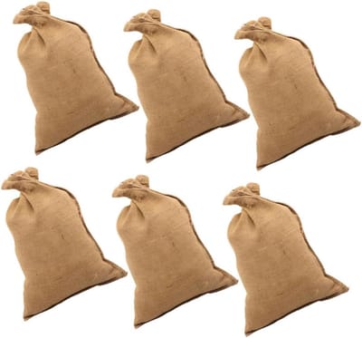 Jute Opbergzakken - Tuinzakken Herbruikbaar - Producten Bewaren - Ademend Natuurlijk Materiaal - 60x40cm 6 Stuks - Bruin