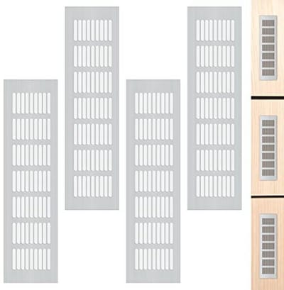 Ventilatieroosters 4 stuks voor optimale luchtcirculatie in meubels en deuren - Aluminium 8 x 30 cm
