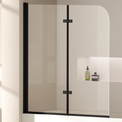 Vouwbaar Badscherm met Zwart Frame en Veiligheidsglas