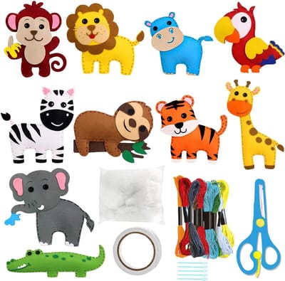 Naaiset voor Kinderen, Doe-Het-Zelf Naaien Knutselset Deken met Bosdieren, Diervormen, Knuffeldieren, Doe-Het-Zelf-Kunst, Handwerk, Creatief