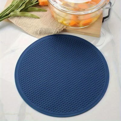 Tapis de four à micro-ondes en silicone en forme de nid d'abeille, rond, résistant à la chaleur, set de table de cuisine, anti-brûlure, pour comptoirs