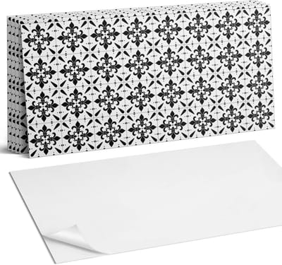 Coloray Plaktegels - Patroon met bloemmotieven Wandtegel Zelfklevend - 60 cm x 30 cm - Zwart Plaktegels - 6 stuks - Rechthoek PVC Tegels - Plaktegels Keuken - Zelfklevende Vloertegels Badkamer - Vinyltegels Vloer Zelfklevend - Zelfklevende Wandtegels