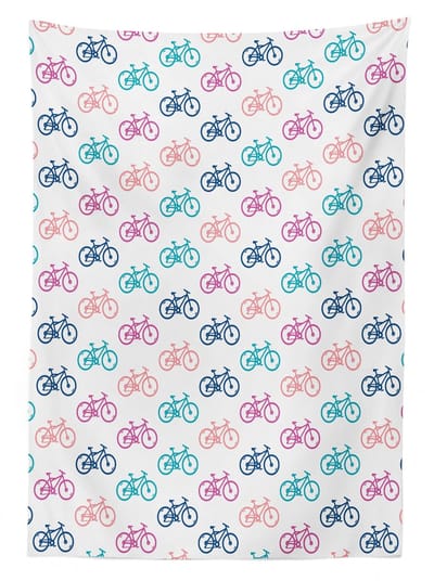 ABAKUHAUS Fiets Tafelkleed – 140x240 cm – Wit/Multicolor