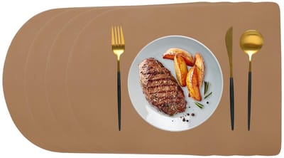 Dailygoods- Placemat Set van 4 - Dubbelzijdige Antislip - Waterdichte Placemat - 45 x 30 cm - Bruin/Grijs - Duurzaam en Hittebestendig - Tafelmat