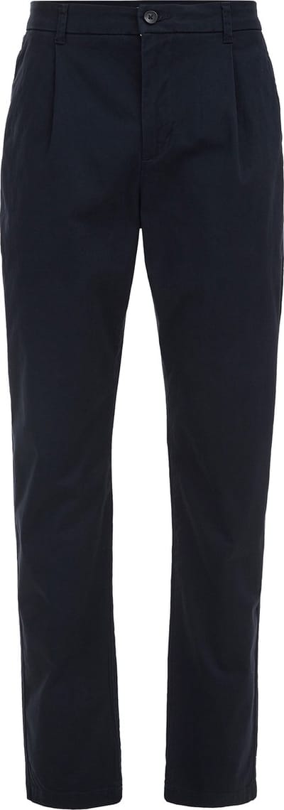 WE Fashion Heren tapered fit broek met bandplooi en stretch