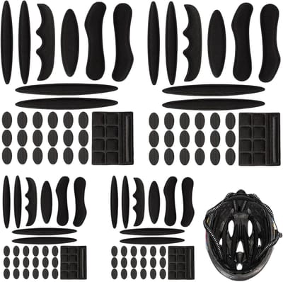 Helm Pads - Schuimvoering Vervanging - Comfortabel Fietsen - Ademende Spons - 4 Sets - Zwart
