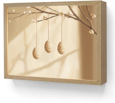 Wandlamp 40x30 cm - Oplaadbaar - Beige - Paastak - Eieren - Wandlampen binnen woonkamer - Slaapkamer lamp - Decoratieve nachtlamp - Vloerlamp draadloos