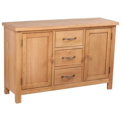 vidaXL - Dressoir - met - 3 - lades - 110x33,5x70 - cm - massief - eikenhout
