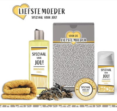 Geschenkset "Liefste Moeder" - 4 producten - 450 gram - Triomf Cosmetica | Giftset voor haar Cadeau vrouw Verjaardag Moederdag Luxe Cadeaubox Geschenkset Bedankt Cadeaupakket Moederdagcadeau Speciaal voor jou Gift set Deluxe Voor mama Goud Geel