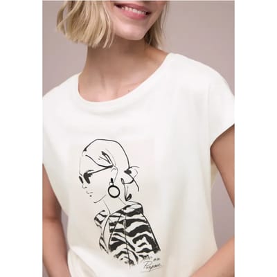 Shirt met hangende schouder en print