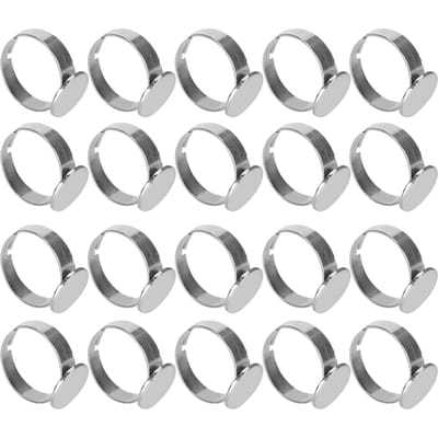 20 Pièces Base Anneau Plat Réglable Acier Inoxydable Semi-Fini Accessoires de Bijouterie DIY 12mm gray