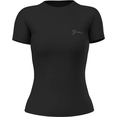 Guess Zwart T-shirt met logo van strass-steentjes