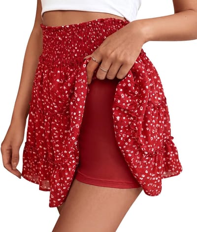 Mini-tule rok voor dames, effen, hoge taille, rok met ruches en korte broek