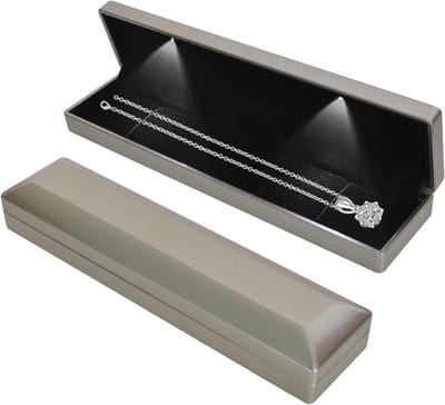 Elegante Sieraden Box met LED Verlichting voor Kettingen, Armbanden en Horloges, Luxe Velvet Display Case voor Verloving en Trouwerij, Afmetingen 23x5.5x3.5cm