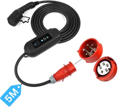 Grodt 11 kW Mobiele thuislader elektrische auto Type 2 | 5 meter kabel | 16A 1-fase CEE stekker | Instelbaar van 6A-16A | LCD Display | IP55 Waterdicht, Veilig & Flexibel | Draagbare EV Thuislader | Mobiele laadpaal | Lader krachtstroom