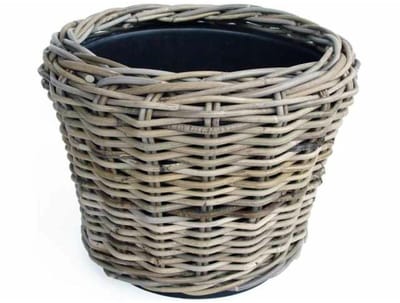 Van der Leeden Planten/bloemen mand - rotan - gevlochten riet - D33 x H24 cm - drypot - plantenpot - plantenmand - nestbaar