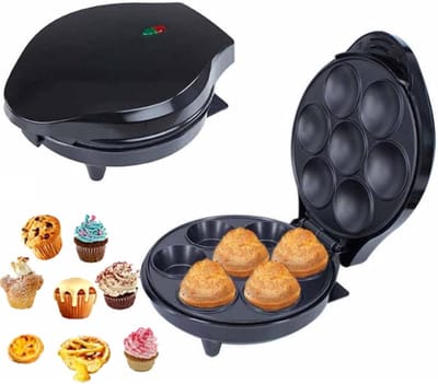 Cupcake Maker - Bakmachine Taart - Snelle Snacks - Dubbelzijdige Verwarming - 20 x 15 x 15 cm - Zwart