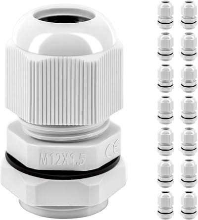 Kabelwartelset, 15 stuks, IP68, kabeldoorvoer, waterdicht M12, kabelwartelverbindingen voor outdoor, tuin, schakelkast, aftakdoos, kunststof nylon kabeldoorvoeren