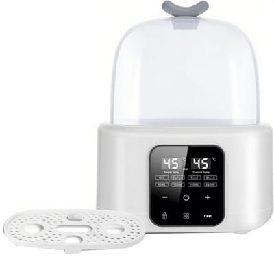 Flessenwarmer voor baby's, 6-in-1 sterilisator voor babyflessen met digitaal display in temperatuurregeling, snelle flessenwarmer voor moedermelk in kunstvoeding, dubbele flessenwarmer voor verwarmen in ontdooien, 48 uur warmhouden