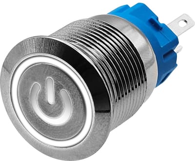 ProRide Metalen Drukschakelaar ON-OFF - 19mm - Spatwaterdicht - 12V/24V - LED Indicatie Wit