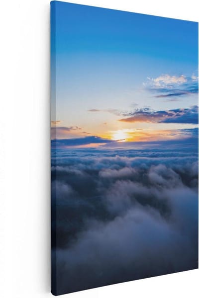 Artaza Canvas Schilderij Wolkenlucht - 20x30 cm - Klein - Wanddecoratie Zon - Muurdecoratie Landschap - Kamer Accessoires Natuur