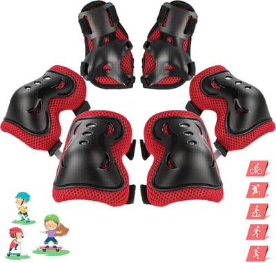 Kinder Beschermingsset - Valbescherming - Actieve Sporten - Ademend Ontwerp - One Size - Rood Zwart