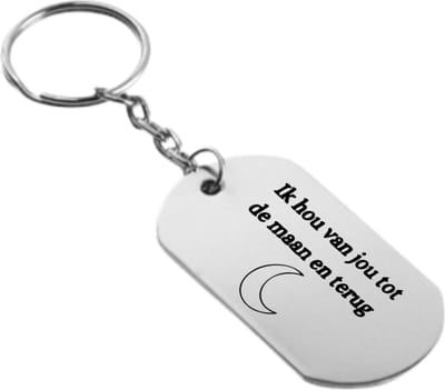 Akyol - ik hou van jou tot de maan en terug sleutelhanger - Quotes - familie vrienden - cadeau - 54 x 29mm