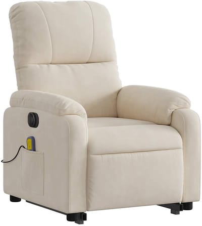 Massagestoel - Relaxfauteuil - Zetel - Sta op stoel elektrisch - Stof - 1 persoons - Met armleuning - Zeer comfortabel - Elektrisch - Beige