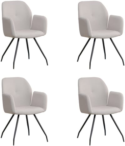Bronx71® Scandinavische eetkamerstoel Frey gerecyclede stof grijs - Eetkamerstoelen set van 4 - stoel